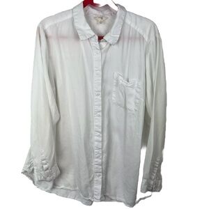 Terra & Sky White Button Up Shirt 100% Lyocell Woman 2X